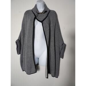 Janice Sweater Cardigan One Size Lagenlook Knit Kimono Style Blue Open Style